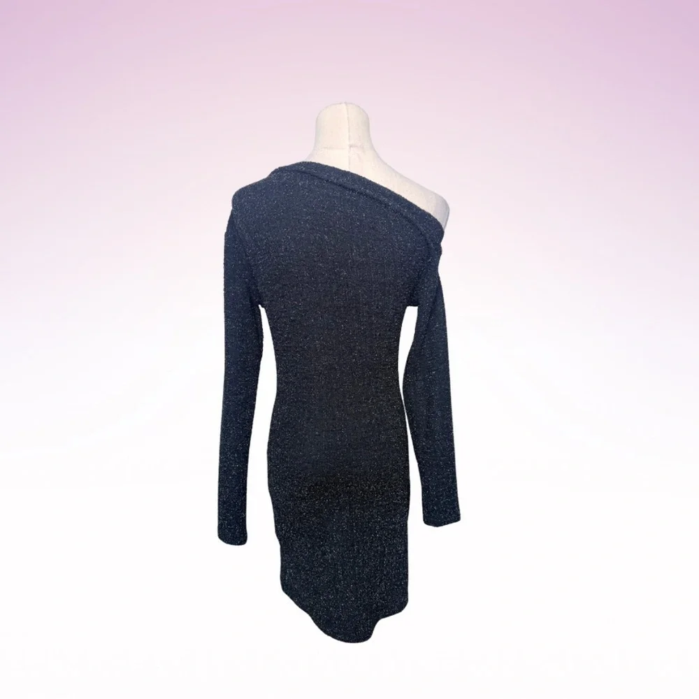 ZARA Black Metallic Glitter Knit Off shoulder dress (Sz S)